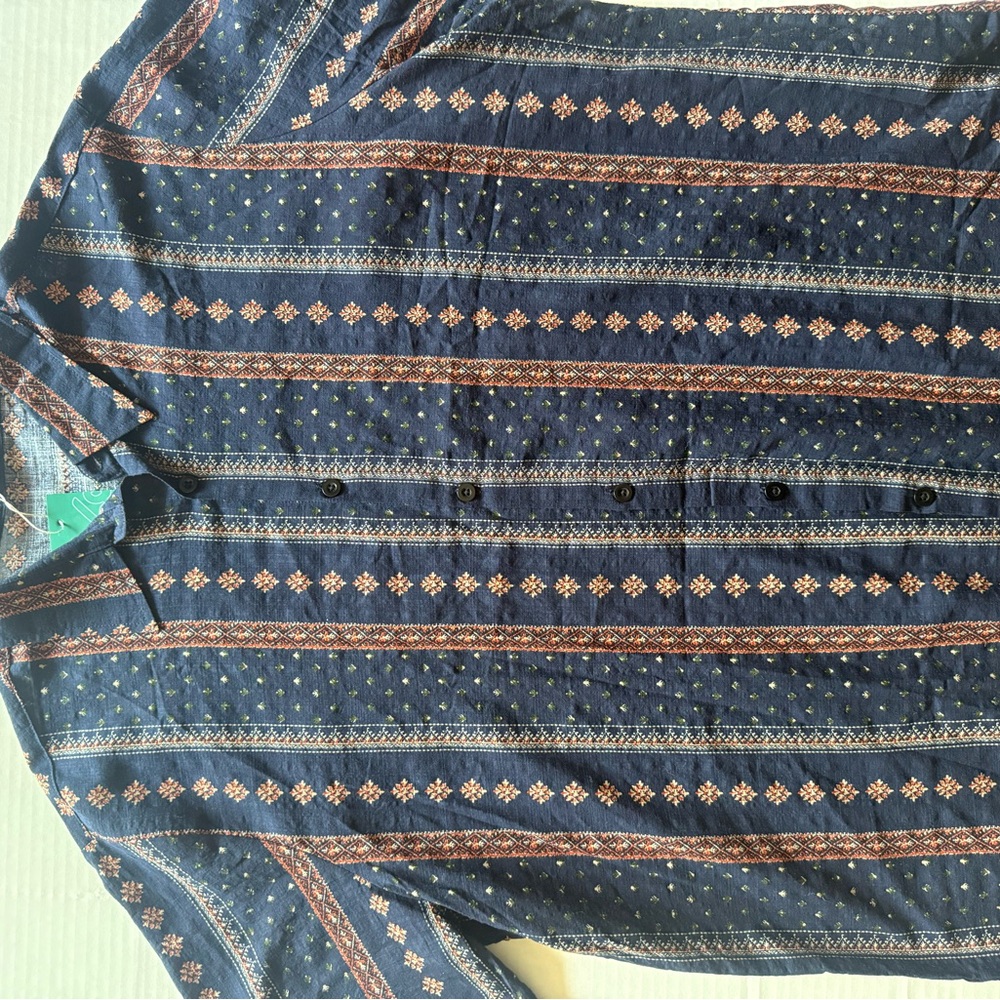 Men's Blue Patterned Casual Button Down Shirt